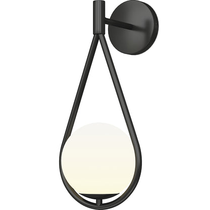 Black Wall Sconce - Globe Lampshade - Tear