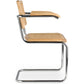 Chaise à manger avec accoudoirs - Design vintage - Bois et rotin - Bruna