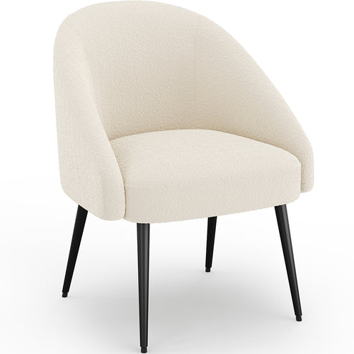 Design Fauteuil - Bekleed met Nepbont Bouclé - Witte Lussen - Wasda