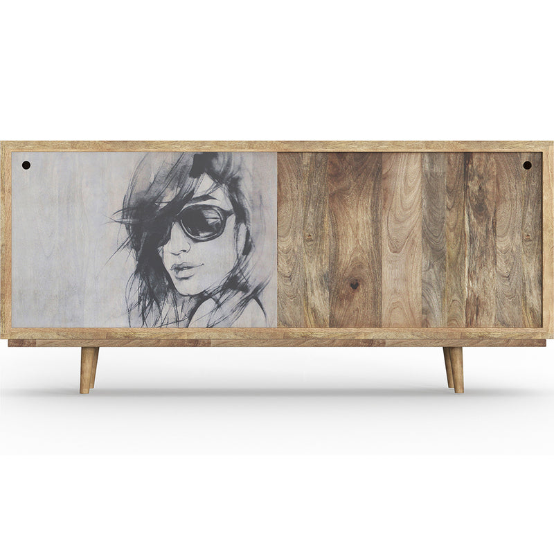 Buffet en Bois - Stile Vintage - Dessin Femme - Lucil