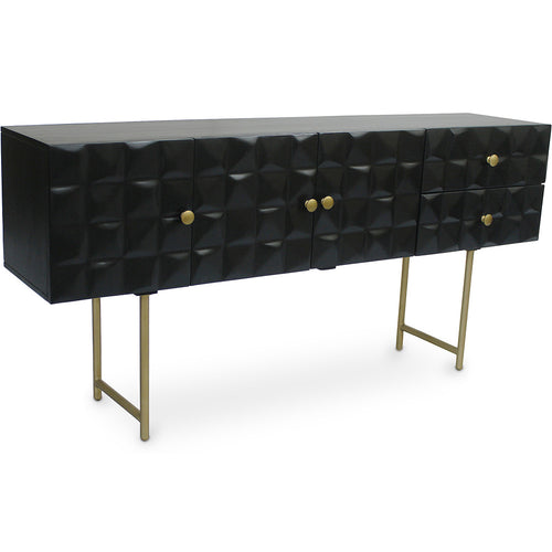 Wooden Cabinet - Vintage Style Sideboard - Black - Huisu