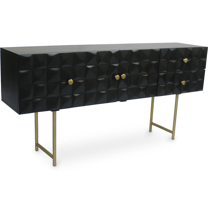 Console en Bois - Buffet Stile Vintage - Noir - Huisu