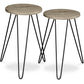 Set of 2 Side Tables - Industrial Design - Wood and Metal - Hairpin