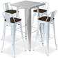 Zilverkleurige tafelserie en 4 barkrukken met rugleuning - Industrieel design - Bistrot Stylix