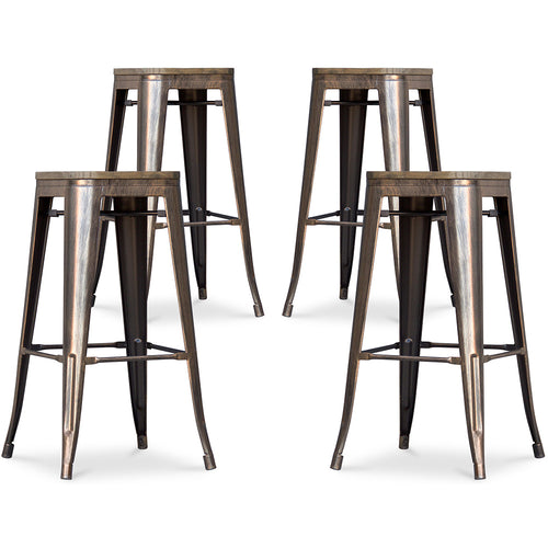 Pack of 4 bar stools - Industrial design - 76cm - Stylix