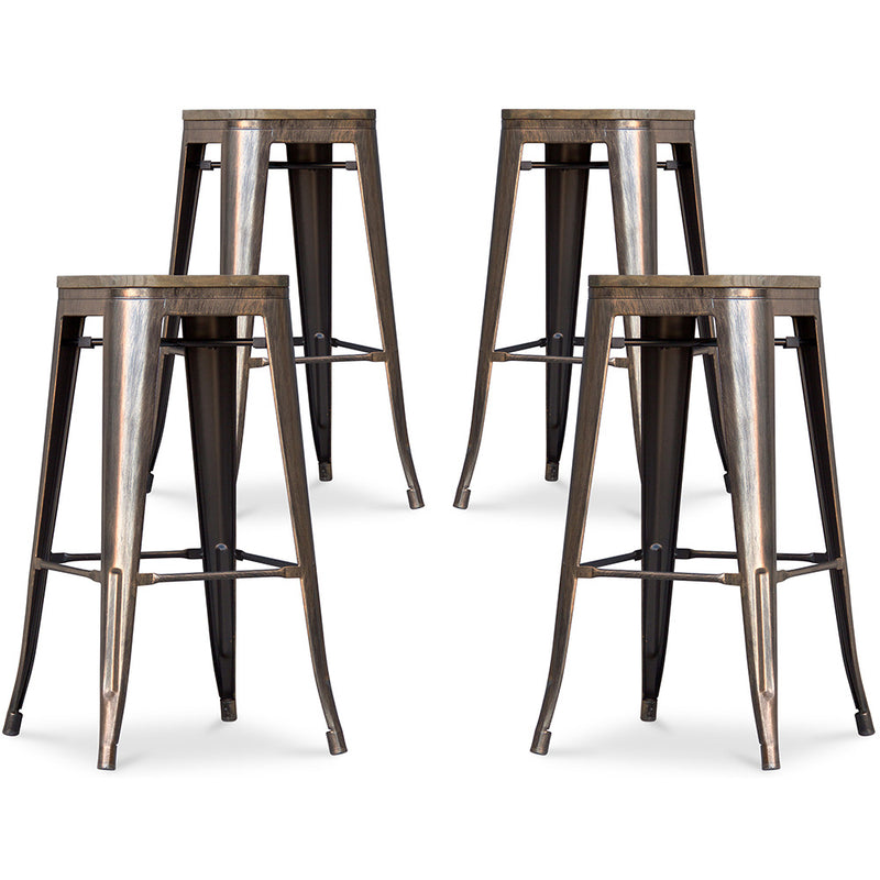 Pack mit 4 Barhockern - Industrielles Design - 76cm - Stylix