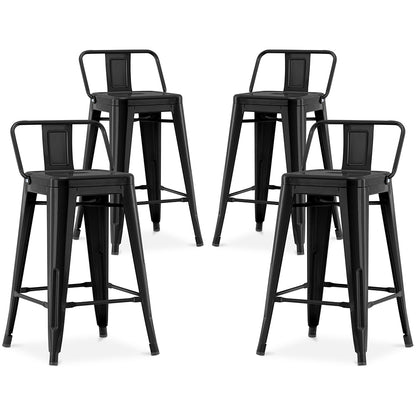Set of 4 bar stools with backrest - Industrial design - 60cm - New edition - Stylix