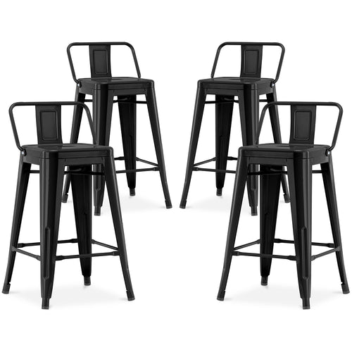 Set of 4 bar stools with backrest - Industrial design - 60cm - New edition - Stylix