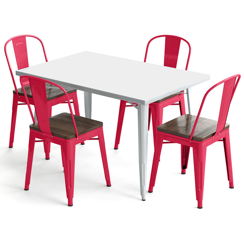 Pack Table à manger et 4 chaises à manger Design industriel - Nouvelle édition- Bistrot Stylix