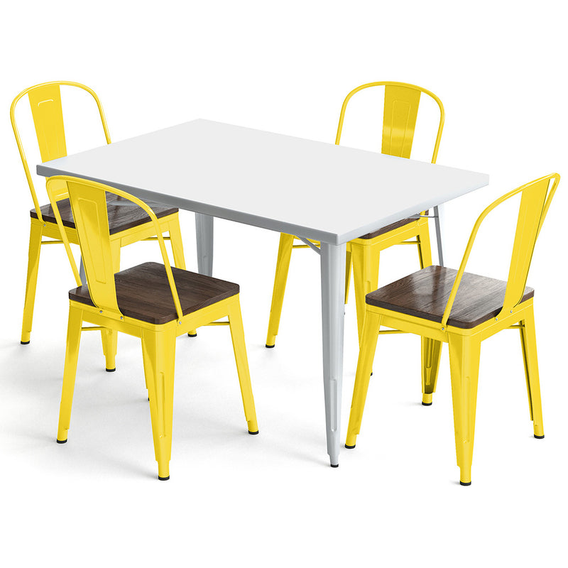 Pack Table à manger et 4 chaises à manger Design industriel - Nouvelle édition- Bistrot Stylix