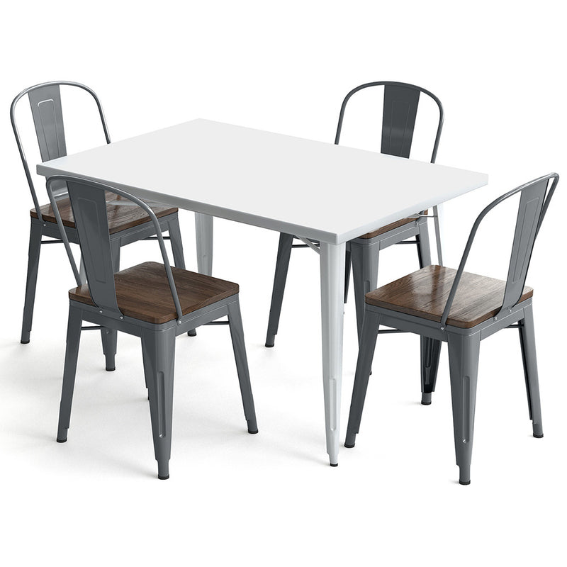 Pack Table à manger et 4 chaises à manger Design industriel - Nouvelle édition- Bistrot Stylix