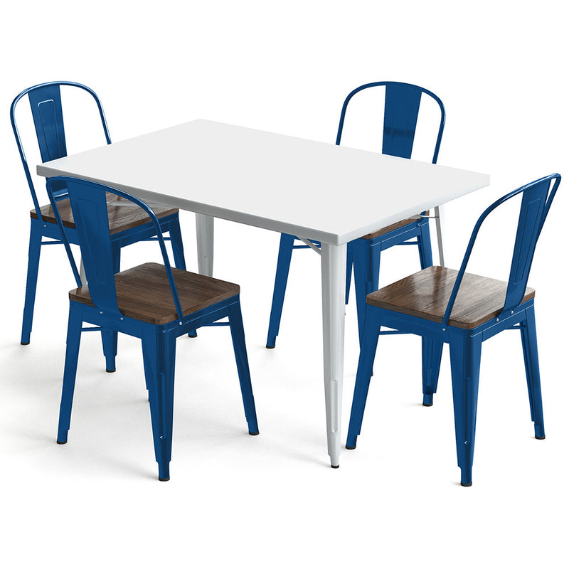 Pack Table à manger et 4 chaises à manger Design industriel - Nouvelle édition- Bistrot Stylix