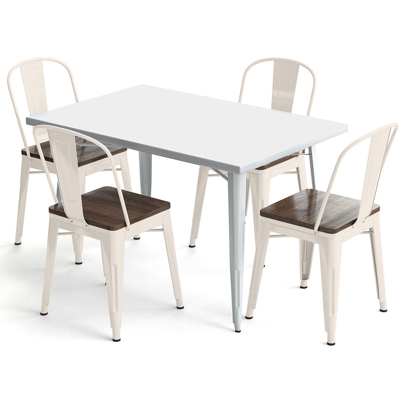 Pack Table à manger et 4 chaises à manger Design industriel - Nouvelle édition- Bistrot Stylix