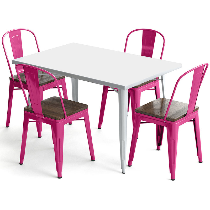 Pack Table à manger et 4 chaises à manger Design industriel - Nouvelle édition- Bistrot Stylix