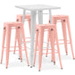 Pack Tabouret Blanc Table & 4 Tabourets de Bar Design Industriel - Métal - Nouvelle Edition - Bistrot Stylix