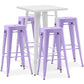 Pack Tabouret Blanc Table & 4 Tabourets de Bar Design Industriel - Métal - Nouvelle Edition - Bistrot Stylix