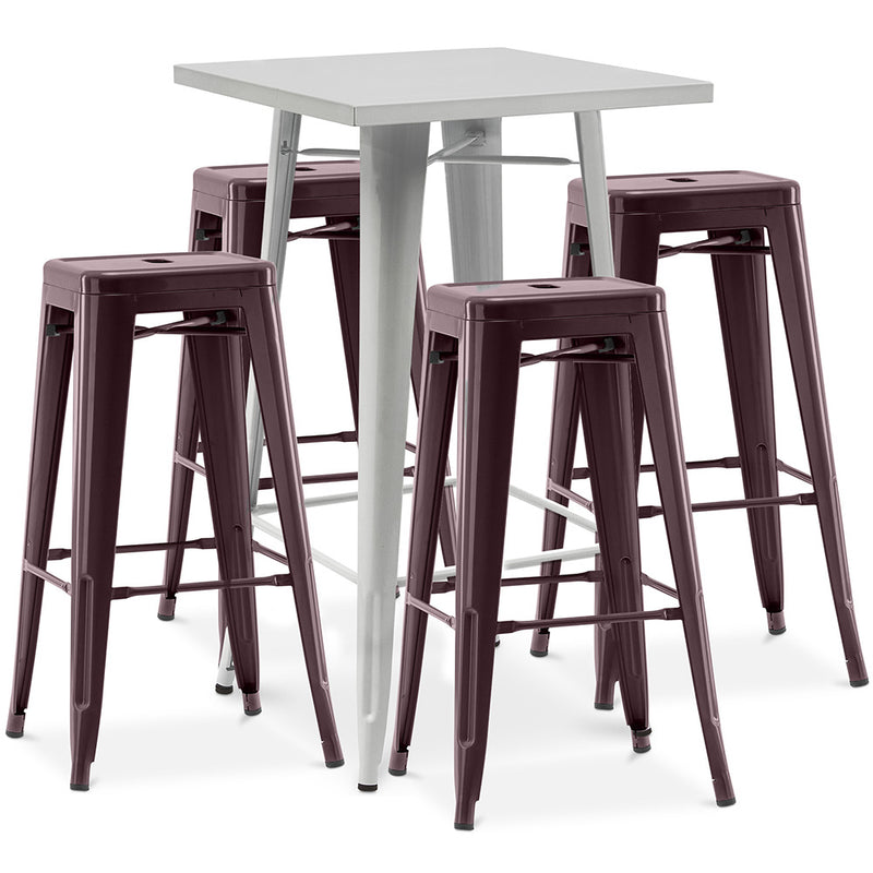 Pack Tabouret de Table ET 4 Tabourets de Bar Design Industriel - Métal - Nouvelle Edition - Bistrot Stylix