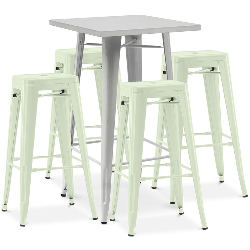 Pack Tabouret de Table ET 4 Tabourets de Bar Design Industriel - Métal - Nouvelle Edition - Bistrot Stylix