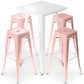 Pack Tabouret de Table Blanc et Pack de 4 Tabourets de Bar - Design Industriel - Métal - Nouvelle Edition - Bistrot Stylix