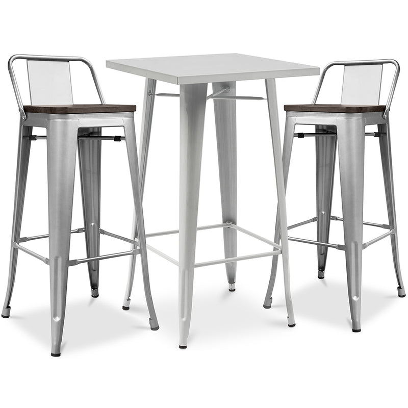 Pack Tabouret de Table & 2 Tabourets de Bar Design Industriel - Nouvelle Edition -Bistrot Stylix