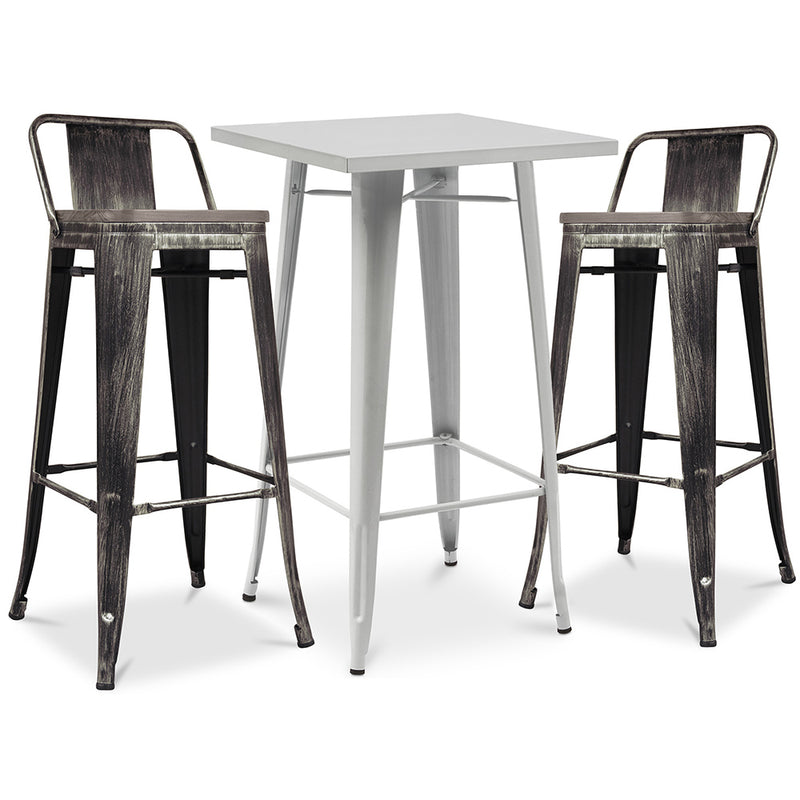 Pack Tabouret de Table & 2 Tabourets de Bar Design Industriel - Nouvelle Edition -Bistrot Stylix
