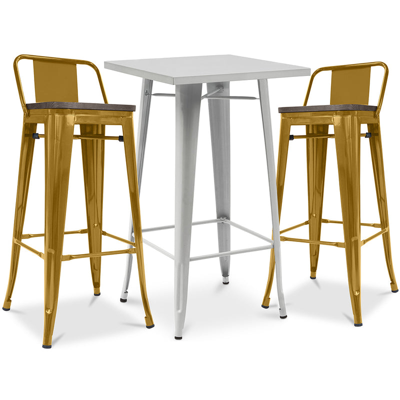 Pack Tabouret de Table & 2 Tabourets de Bar Design Industriel - Nouvelle Edition -Bistrot Stylix