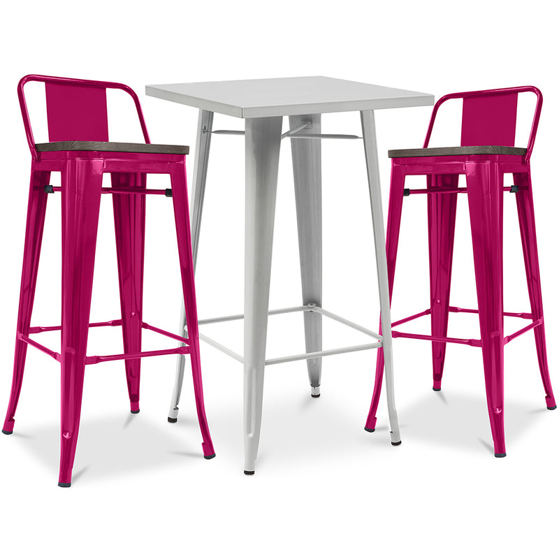 Pack Tabouret de Table & 2 Tabourets de Bar Design Industriel - Nouvelle Edition -Bistrot Stylix