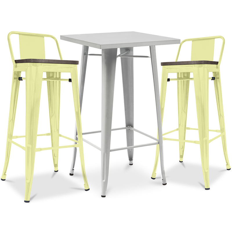 Pack Tabouret de Table & 2 Tabourets de Bar Design Industriel - Nouvelle Edition -Bistrot Stylix