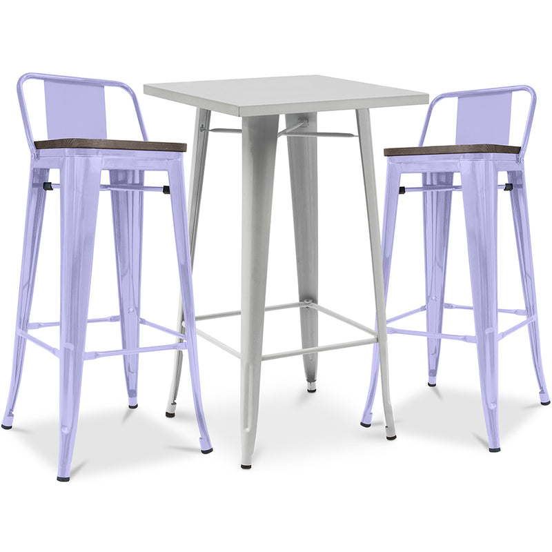 Pack Tabouret de Table & 2 Tabourets de Bar Design Industriel - Nouvelle Edition -Bistrot Stylix