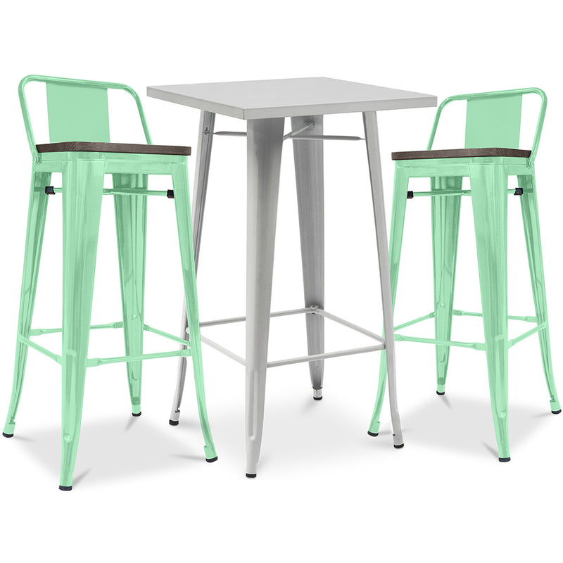 Pack Tabouret de Table & 2 Tabourets de Bar Design Industriel - Nouvelle Edition -Bistrot Stylix