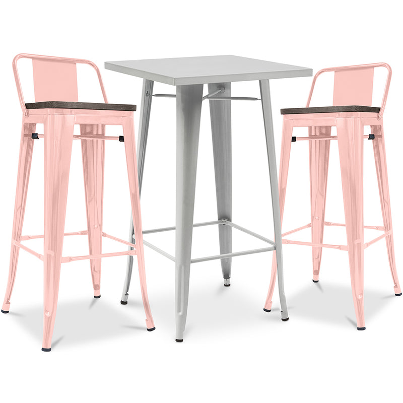 Pack Tabouret de Table & 2 Tabourets de Bar Design Industriel - Nouvelle Edition -Bistrot Stylix