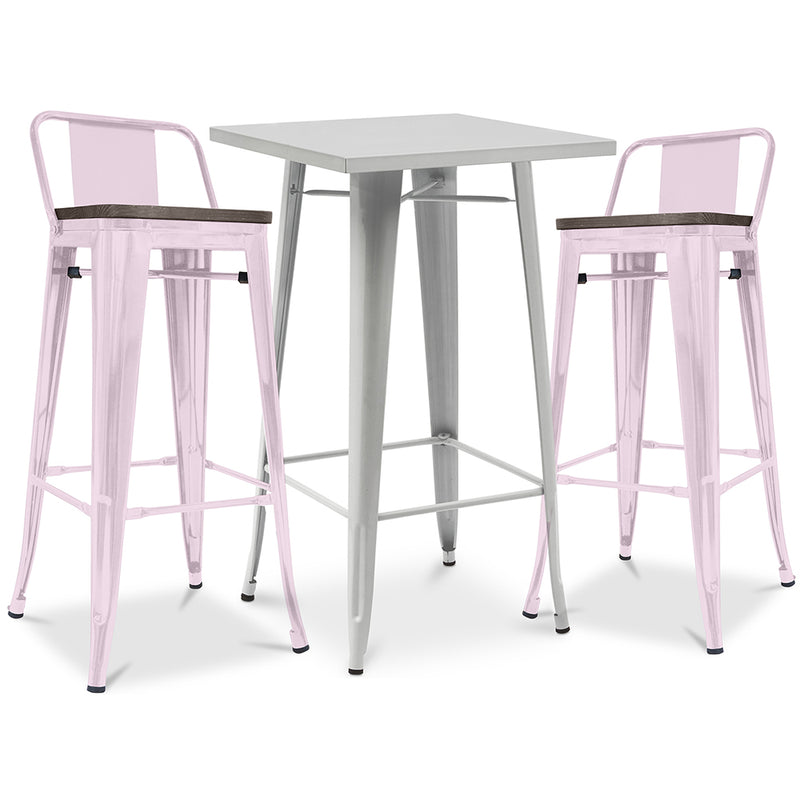 Pack Tabouret de Table & 2 Tabourets de Bar Design Industriel - Nouvelle Edition -Bistrot Stylix