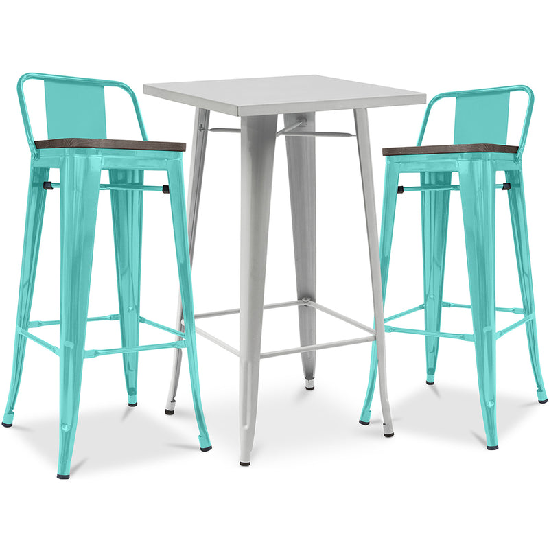 Pack Tabouret de Table & 2 Tabourets de Bar Design Industriel - Nouvelle Edition -Bistrot Stylix