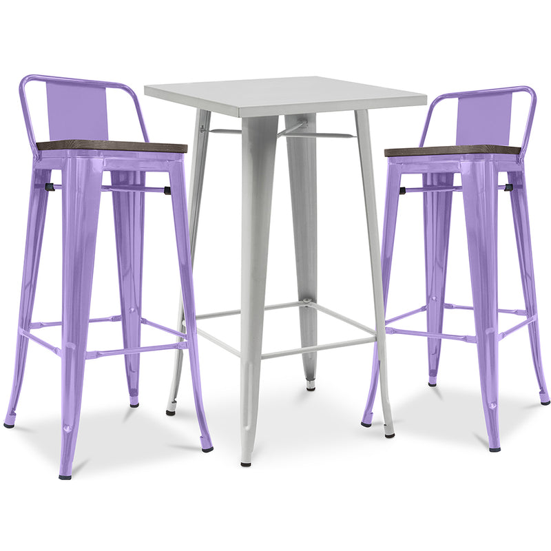 Pack Tabouret de Table & 2 Tabourets de Bar Design Industriel - Nouvelle Edition -Bistrot Stylix