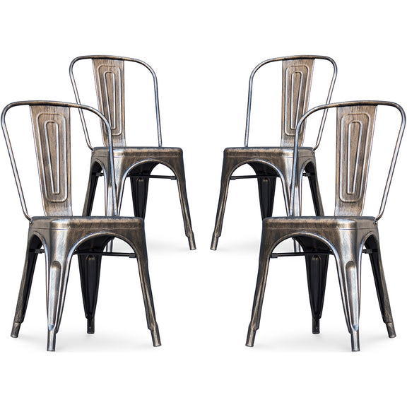 Confezione di 4 sedie da pranzo - Design industriale - Nuova edizione- Stylix - Bronze metallizzato