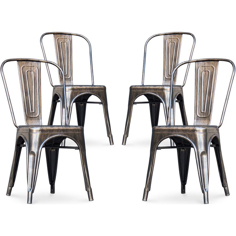 Pack de 4 Sillas de Comedor - Diseño Industrial - New Edition- Stylix - Bronce metallizado