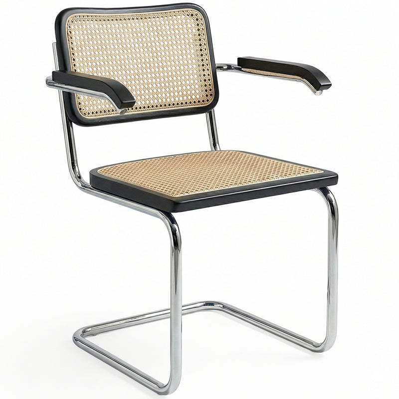 Eetkamerstoel met armleuningen - Vintage design - Hout en rotan - Bruna