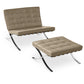 Design Armchair with Footrest - Faux Leather Upholstery - Town