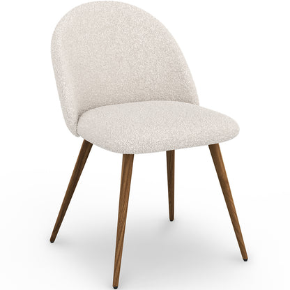 Chaise de salle à manger En Bouclette Fausse Fourrure Tapissée - Boucles Blanches - Scandinave - Evelyne