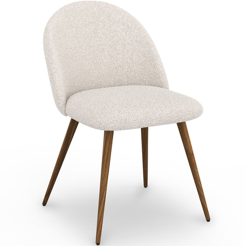 Chaise de salle à manger En Bouclette Fausse Fourrure Tapissée - Boucles Blanches - Scandinave - Evelyne