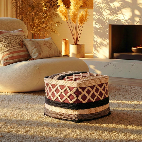 Boho Bali Style Pouffe Seat - Lonbay - gallery 2
