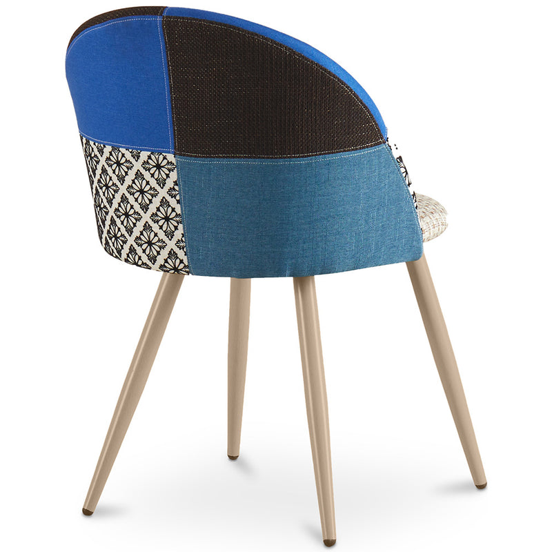 Dining Chair - Upholstered in Patchwork - Scandinavian Style - Evelyne