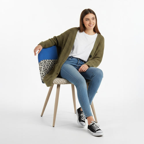 Dining Chair - Upholstered in Patchwork - Scandinavian Style - Evelyne