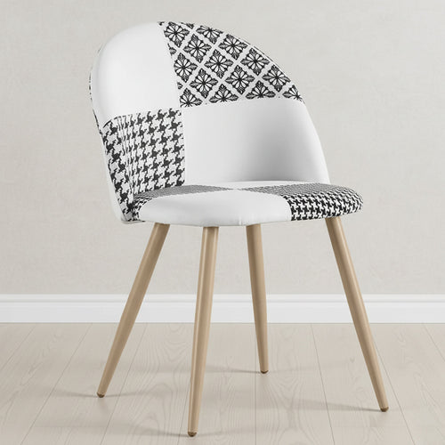 Dining Chair - Upholstered in Black and White Patchwork - Evelyne