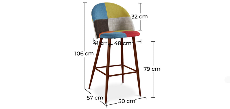 Tabouret Rembourré en Patchwork - Style Scandinave - Simona