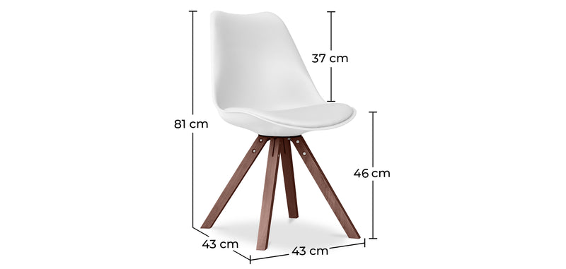Cadeira de sala de jantar Denisse, estilo escandinavo, design premium, pernas escuras, com almofada