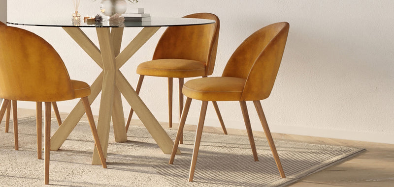 Chaise de salle à manger - Tapissée de velours - Style scandinave - Evelyne