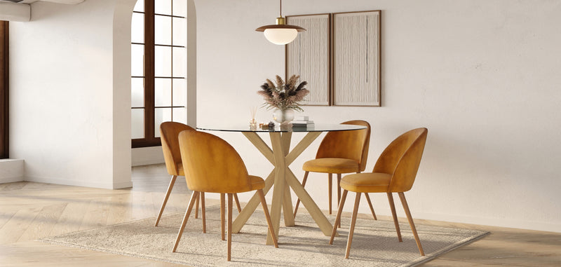 Chaise de salle à manger - Tapissée de velours - Style scandinave - Evelyne