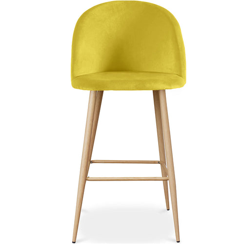 Velvet Upholstered Stool - Scandinavian Design - Evelyne - gallery 1