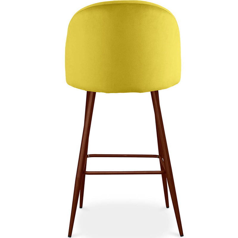 Velvet Upholstered Bar Stool Scandinavian Design with Dark Metal Legs - Evelyne